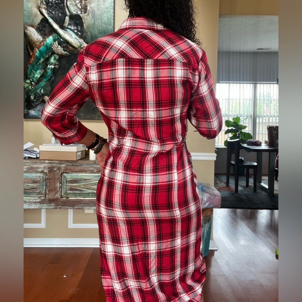 Zara Red White Black The Knot Check Dress - Picture 4 of 14